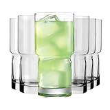 Libbey Newton Cooler Tumbler Glasses Set of 6, Clear Kitchen Glassware Sets for Beverages and Cocktails, Lead-Free, Drinking Glasses, 16-Ounce