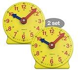 CM Wealth Learning Clock for Kids, Student Learning Clocks, 12/24 Hours, Geared Clock, 4+Years, 2set