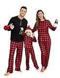 Ekouaer Family Christmas Pajamas Matching Sets Womens Mens Kids Pjs Long Sleeve Sleepwear Holiday Lounge Sets Plaid 2XL