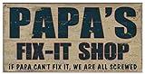 Vintage Man Cave Decor PaPa's Fix-It Shop Wooden Sign Workshop Decorative Wood Plaque Dad's Garage Sign 6"x12" For Men