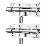 JQK Door Latch Lock Barrel Bolt 4 Inch, 304 Stainless Steel Slide Gate Latches Security Thickened 1.4mm with Padlock Hole, Silver, 2 Pack HBB120-P2