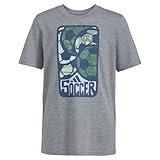 adidas Boys' Short Sleeve T Sports Graphic Tee Shirt, Charcoal Grey Soccer Ball