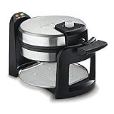 Cuisinart WAF-F30 Round Flip Belgian Waffle Maker, Black/Silver, 1 inch thick