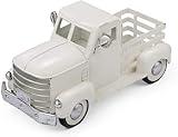 Leutsbyone Metal Truck Decor,Farmhouse Truck Decor,Decorative Tabletop Storage & Pick-up Metal Truck Planter, 12.5" x 5.75" x 6.25" inches (Snow White)