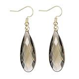 Boho Handmade Natural Smoky Quartz Crystal Dangle Earrings for Women