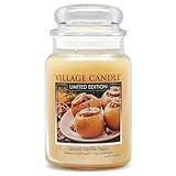 Village Candle Spiced Vanilla Apple, Large Glass Apothecary Jar Scented Candle, 21.25 oz, Ivory