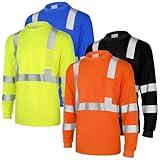 Amylove 4 Pcs Long Sleeve Safety Shirt High Visibility Shirts Reflective Construction Shirts Long Sleeve Work Shirts for Men Women(Yellow, Orange, Black, Blue, XL)