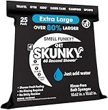 Skunky XL 82% Larger Disposable Rinse-Free Bathing Sponge Wipes, AS-SEEN-ON-TV, Cleans Without a Shower, Just Add Water, Lather, Scrub & Dry with No Sticky Residue, Gym, Elder Care, Kids & More