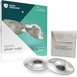 Koala Babycare The Original Silver Nursing Cups - Nipple Shields for Breastfeeding Newborn - Breastfeeding Essentials - Protect and Soothe - Tri-Laminate Silver - Standard Size