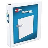 Avery Economy Showcase View 3 Ring Binder, 1-1/2 Inch Slant Rings, 1 White Binder (19651)