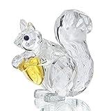 H&D HYALINE & DORA Crystal Animals Squirrel Collectible Figurine Paperweight Table Centerpiece Ornament