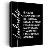 Leadership Quote Canvas Wall Art Motivational Leadership Canvas Print Painting Office Home Wall Decor Framed Leader Teacher Boss Gift 12x15 Inches （Black）