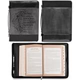 Christian Art Gifts Classic Faux Leather Bible Cover for Men and Women: Be Strong and Courageous - Joshua 1:9 Inspirational Bible Verse with Lion, Gray and Black, XL