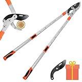 THANOS B1102 Extendable Anvil Loppers Tree Trimmer with Compound Action,Chops Thick Branch Ease,27-41''Telescopic Heavy Duty Branch Cutter,2 inch Clean Cut Capacity