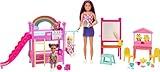 Barbie Skipper First Jobs Daycare Playset, 3 Dolls, Furniture & 15+ Accessories, Includes Bunkbeds & Color-Change Easel