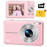 Digital Camera, FHD 1080P Digital Camera for Kids with 32GB SD Card Compact Point and Shoot Camera 16X Zoom Anti Shake Portable Cameras Small Camera for Teens Boys Girls Seniors with Best Wishes Card