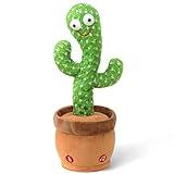 Vrtdlitg Interactive Talking Dancing Cactus Toy Mimics Sounds, Plays 120 Songs, USB Rechargeable, Soft Plush, LED Lights, Baby Gift for Boys Girls