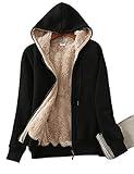 Yeokou Women's Casual Full Zip Up Sherpa Lined Hoodie Sweatshirt Jacket Coat (X-Large, Black001)