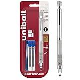 Uniball Kuru Toga Elite - Mechanical Pencil Starter Kit - Silver Barrel, 0.5mm Tip, 60 Lead Refills, and 5 Pencil Eraser Refills, HB #2 - Office & School Supplies, School Pens, Drafting(Pack of 1)