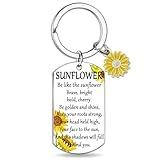 ichrati Stocking Stuffers for Women Sunflower Gifts Womens Stocking Stuffers for Daughters Sisters 2024 Inspirational Gift for Teen Girls Motivational Encouragement Gift Idea Female Keychain