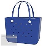 Heibbao X-Large Rubber Beach Bag Tote Bag with Waterproof Zipper Inner Bag, Washable Durable Tote Bag, Storage bags (Blue)