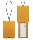 LUGGEX Luggage Tags for Suitcases, PU Leather Luggage Tags, Privacy Protection for Travel Suitcase Bag Tags (Yellow)