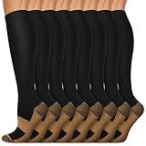 Iseasoo Copper Compression Socks (15-20 mmHg) for Men & Women - Running, Hiking, Cycling, Travel - Improves Circulation（L/XL）