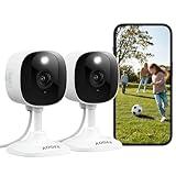 AOQEE 2K Cameras for Home Security-Outdoor/Indoor Camera for Dog/Cat/Pet/Nanny/Baby, Color Night Vision, White Light, Siren, 24/7 SD Recordings, Works with Alexa/Google Home, C1-White-2P (2.4Ghz WiFi)