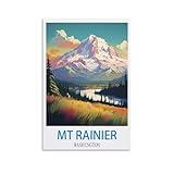 HeyBox Mt Rainier Washington Vintage Travel Posters 12x18inch(30x45cm) Canvas Prints Wall Art Paintings for Home Office Living Room Decor