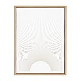 Kate and Laurel Sylvie Sun Rays Framed Canvas Wall Art by Rocket Jack, 18x24 Natural, Chic Minimalist Sunset Art for Wall