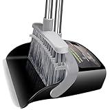 Broom with Dustpan Combo Set Broom and Dustpan Set Dust Pan with 51.2" Stainless Steel Long Handle, Brooms with 5-Layer Plus Firm and Soft Bristles Combine, New Home Apartment Office Essentials