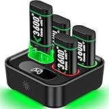 Charger for Rechargeable Xbox One Controller Battery Pack-4 X 3600mWh High Capacity Battery for Xbox One X S Elite/Series X S w/Long-Lasting Play-Fast Charging Accessory Kit for Xbox One (Black)