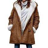 Best amaon Deals This Week 2024 Today Winter Coats for Women Warm Plus Size Fleece Lined Jackets Button Down Sherpa Fur Hooded