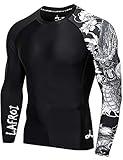 LAFROI Men's Long Sleeve UPF 50+ Baselayer Skins Performance Fit Compression Rash Guard-CLYYB Asym Dragon Size LG