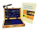 Colorado Anglers - Fly Tying Standard Tool Kit with Wooden Box & Book, Rotary Vise, Bobbin, Scissors, Whip Finisher, Complete Fly Fishing Set for Beginners & Pros