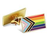 2 Pcs Progress Pride Lapel Pins Bulk- LGBT Transgender Rainbow Lesbian Bisexual Gay Progressive Pin Brooch Badge for Men Women Clothes Bags Hats