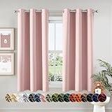 MIULEE Baby Pink Blackout Curtains for Girls Bedroom Living Room 63 Inches Long 2 Panels, Nursery Thermal Insulated Room Darkening Drapes Solid Grommet Top Noise Reducing Window Curtains 40x63 Inch