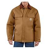 Carhartt mens Loose Fit Firm Duck Insulated Traditional Coat work utility outerwear, Carhartt Brown, 4X-Large US