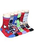 Marvel Super Heroes Avengers Kids Toddlers 6 pack Crew Socks (5-7 yrs, Red)