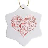 3 inch Snowflake Porcelain Ornament - Red Heart Made of Electronic Circuitry Symbols. Funny Gift for Anyone Alexis Design - Electronics