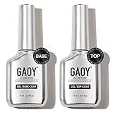 GAOY 16ml 2 Pcs Glassy Gel Top Coat and Base Coat Set,No Wipe Foundation Combination for UV Light Cure Nail Polish