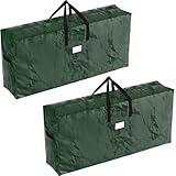 Christmas Tree Storage Bags - Set of 2 Extra-Large Holiday Decoration Totes for Disassembled 9-Foot Artificial Trees and Garlands by Elf Stor (Green)