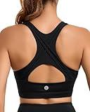 RUNNING GIRL Sports Bras for Women,Racerback High Impact Sports Bra Workout Crop Tops High Support Running Bra(WX3039 Black,L)