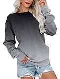 BeadChica Women's Casual Crew Neck Sweatshirts Long Sleeve Tops Cute Pullover Loose Fit-Gradient-L