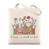 Glowave Book Lovers Gifts, Funny Bookish Gifts, Canvas Book Bags for Women, Cute Tote Bag for Readers (shelf control)