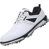 ULTIANT Men's Golf Shoes Fixed Nailless Sole Waterproof Lightweight No-Slip Walking Shoes Size7.5-13(White,45)