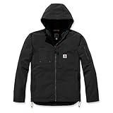 Carhartt mens Rain Defender Relaxed Fit Midweight Softshell Hooded Jacket Work Utility Outerwear, Black, Small US