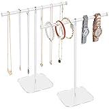 Aredpoook Jewelry Stand Necklace Stand 2 Tower, Clear Necklace Holder Jewelry Holder, Acrylic Jewelry Organizer, Bracelet Hanging Organizer, Display Stand for Bangles, Rings, Earrings and Watch