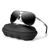 mxnx Aviator Sunglasses for Men Polarized Women UV Protection Lightweight Driving Fishing Sports Unisex glasses MX208 Gun Frame Black Lens