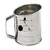 Norpro 3-Cup Stainless Steel Rotary Hand Crank Flour Sifter With 2 Wire Agitator